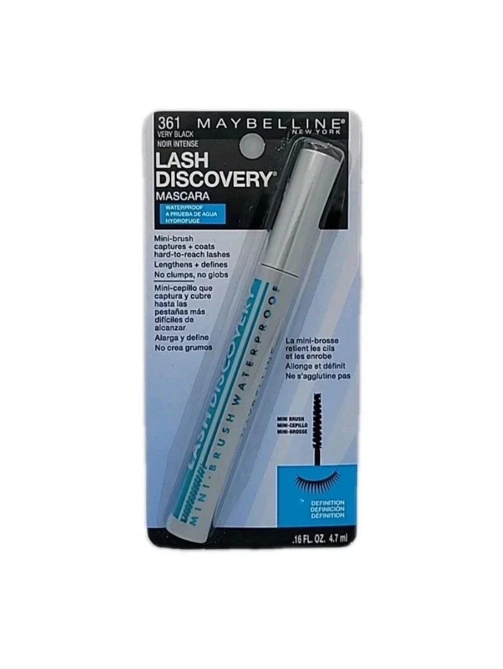 NEW Maybelline Lash Discovery Waterproof Mascara 361 Very Black  0.16 fl oz